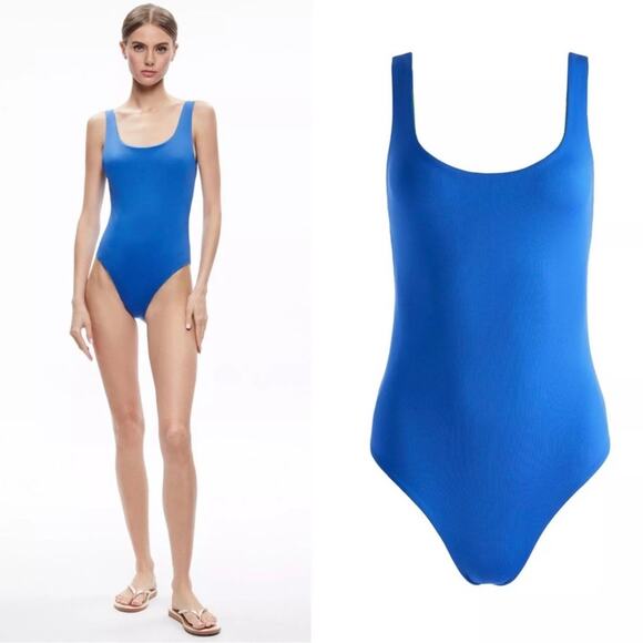 NWT Alice + Olivia Remy Scoop Neck Reversible Swim Bathing Suit Palm Print S - Picture 3 of 11